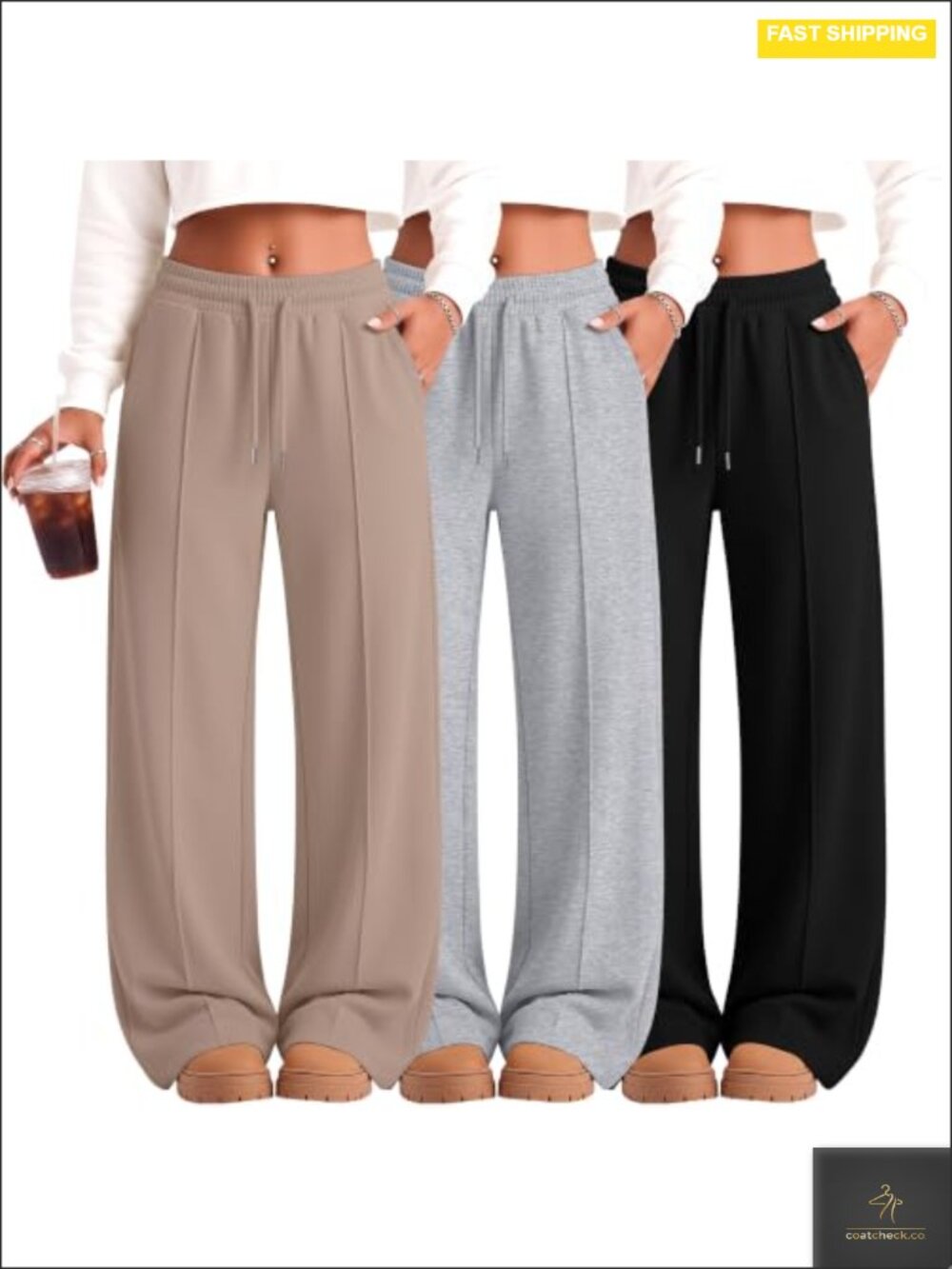 Girls Wide Leg Sweatpants 3 Pack Baggy Joggers